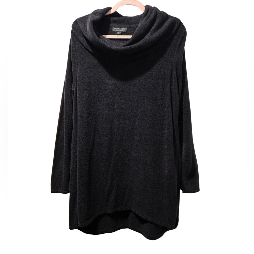 Barefoot Dreams CozyChic Ultra Light Cowl Neck Tunic, Carbon/Black, Size Large
